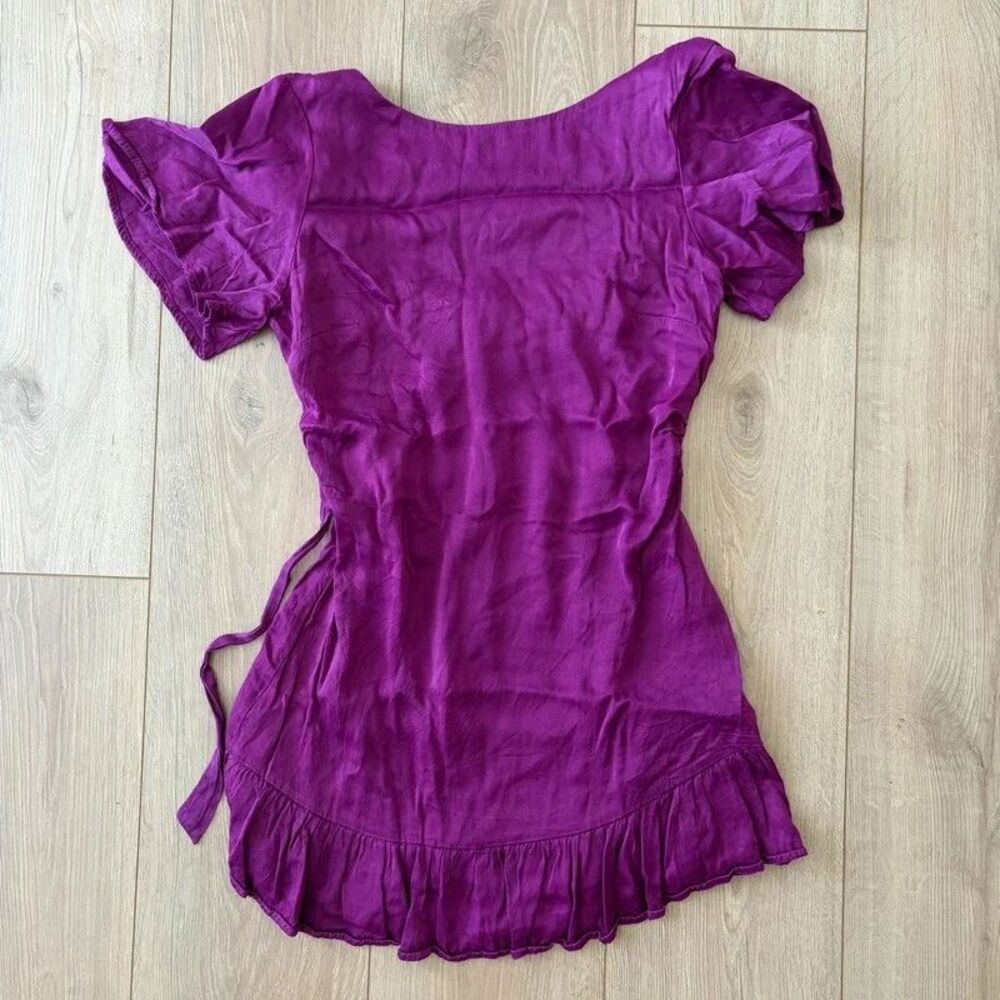 Anthropologie Fushia Ruffle Tie Back Mini Dress Size 4